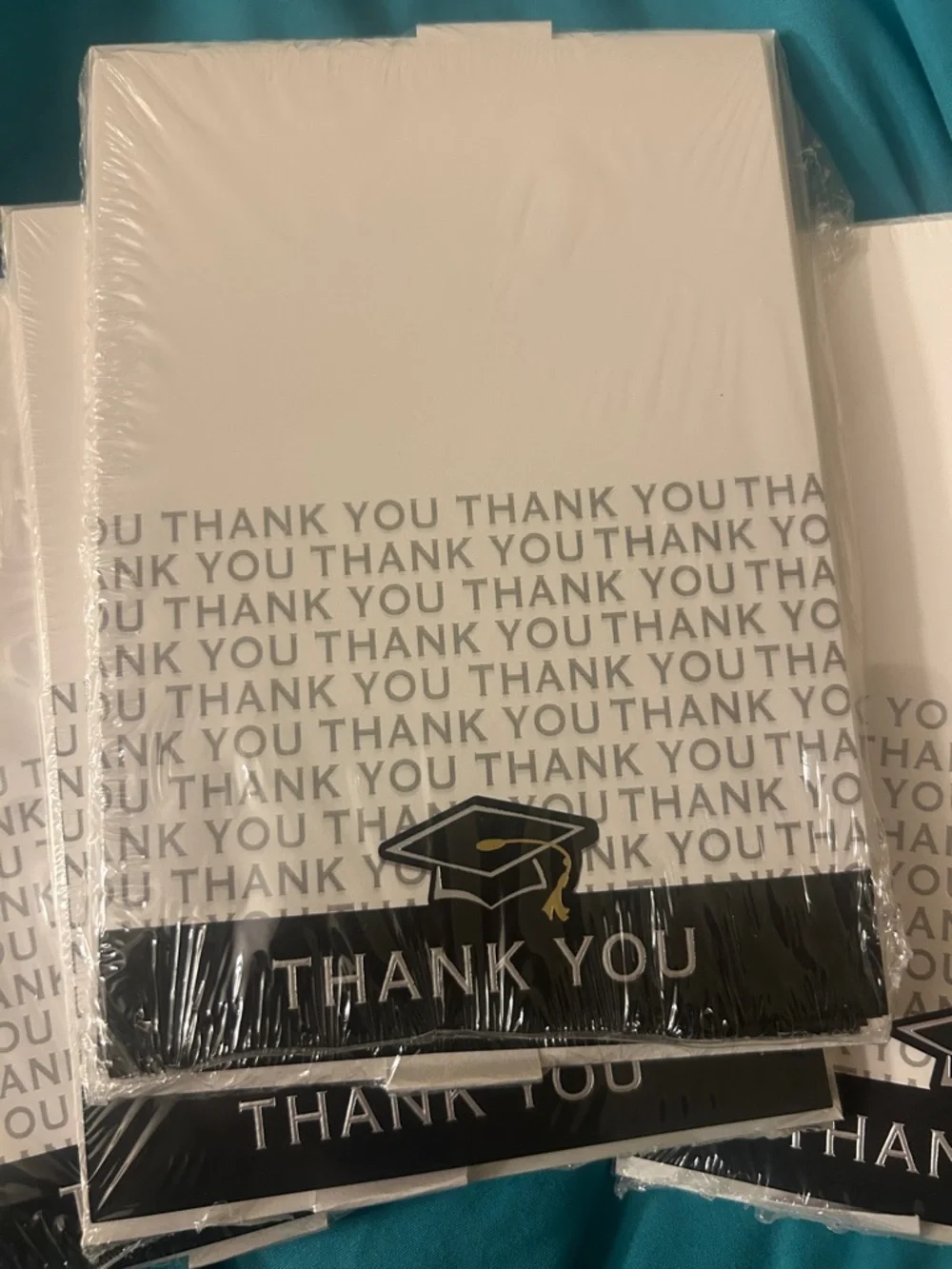 5 Sets of 10 Graduation Thank You Cards - White with Black Accents